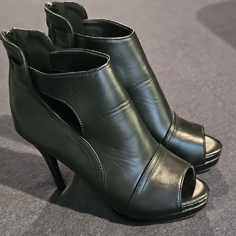 Elegant Black Peep-Toe Ankle Boots